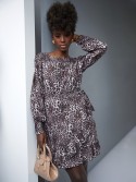 Rochie casual cu volane in imprimeu leopard SF985 - Magazin online - Boutique